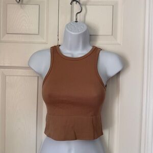 Dynamic Style 452 Ribbed Nude Bodycon Crop Top Tank / OSFA but best M/L